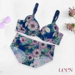 Single Padded Flower Pushup Bra Set